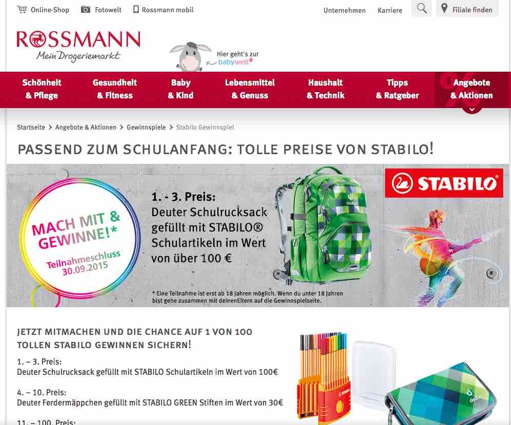 rossmann stabilo gewinnspiel