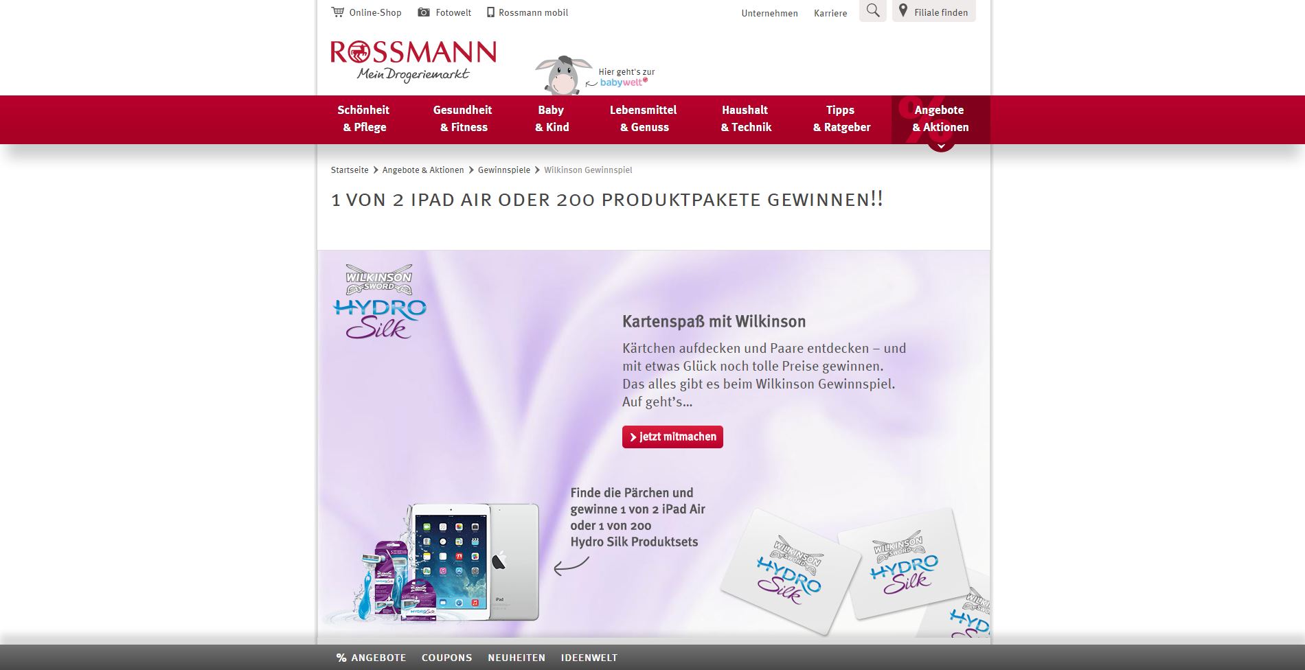 rossmann wilkinson gewinnspiel